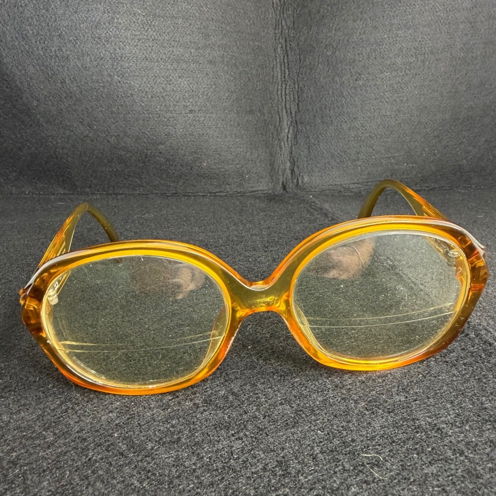 Terri Brogan 8750 Vintage Oversized Amber Round Eyeglass Frames Germany 54 17
